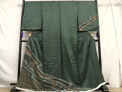 平和屋着物■訪問着　流水花文　金彩　仮絵羽　正絹　逸品　未使用　AABH7548oa