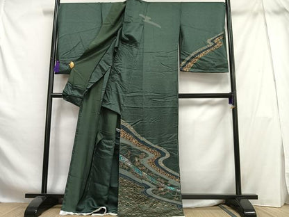 平和屋着物■訪問着　流水花文　金彩　仮絵羽　正絹　逸品　未使用　AABH7548oa