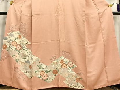 平和屋着物■訪問着　松皮菱花文　正絹　逸品　AABH7562oa