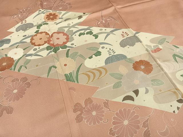 平和屋着物■訪問着　松皮菱花文　正絹　逸品　AABH7562oa