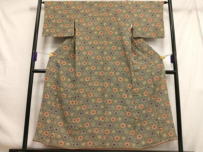 平和屋着物■上質な小紋　型染め　花づくし　三越扱い　正絹　逸品　未使用　AABH7563oa