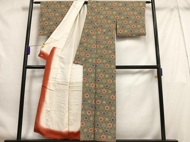 平和屋着物■上質な小紋　型染め　花づくし　三越扱い　正絹　逸品　未使用　AABH7563oa
