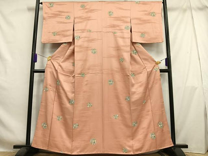 平和屋着物■上質な小紋　向かい鳥草花文　金彩　正絹　逸品　AABH7565oa