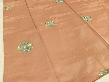平和屋着物■上質な小紋　向かい鳥草花文　金彩　正絹　逸品　AABH7565oa