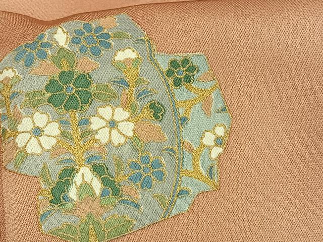 平和屋着物□上質な小紋 向かい鳥草花文 金彩 正絹 逸品 AABH7565oa