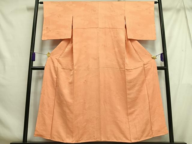 平和屋着物■上質な色無地　流水花地紋　深支子色　正絹　逸品　AABH7567oa