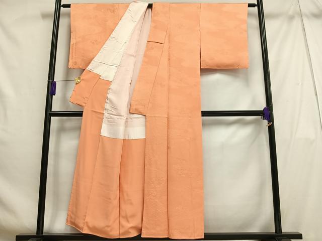 平和屋着物■上質な色無地　流水花地紋　深支子色　正絹　逸品　AABH7567oa