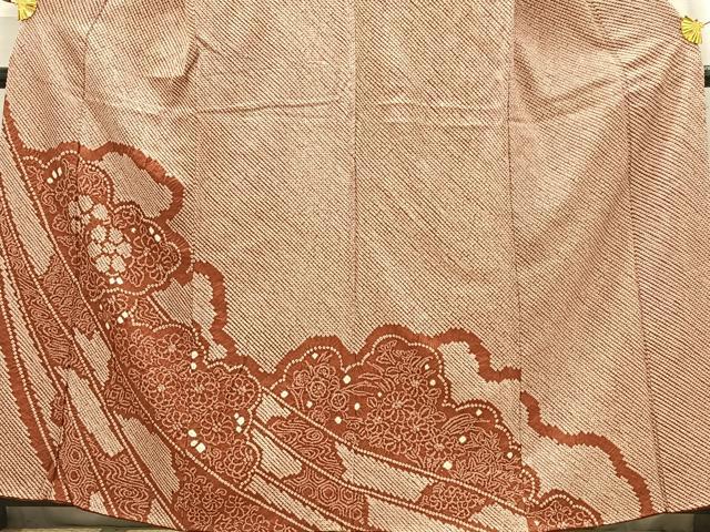平和屋着物■訪問着　総絞り　雲取り花文　正絹　逸品　AABH7569oa