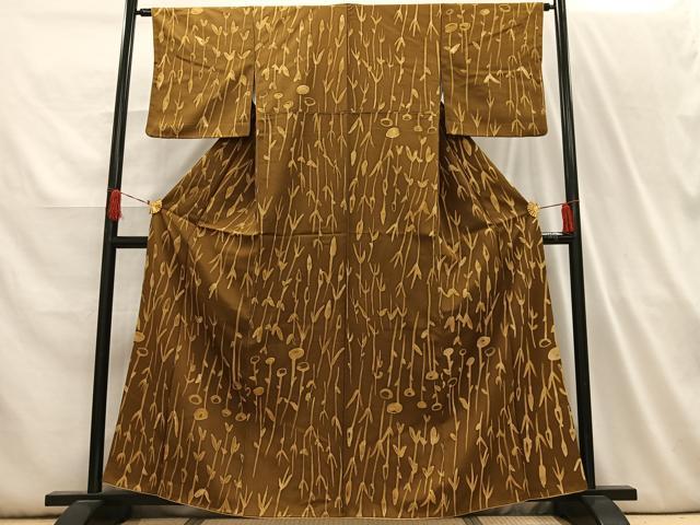 平和屋着物■上質な小紋　枝花文　ろうけつ染め　正絹　逸品　AABH7574oa