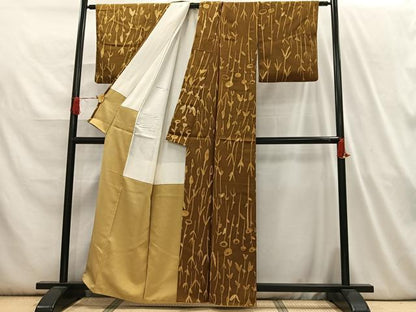 平和屋着物■上質な小紋　枝花文　ろうけつ染め　正絹　逸品　AABH7574oa