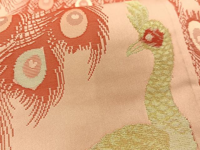 平和屋着物■上質な小紋 寿光織 孔雀文 金糸 正絹 逸品 AABH7575oa