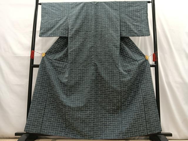 平和屋着物■上質な紬 変わり格子 正絹 逸品 AABH7578oa