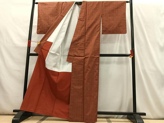 平和屋着物■上質な紬 格子 正絹 逸品 AABH7579oa