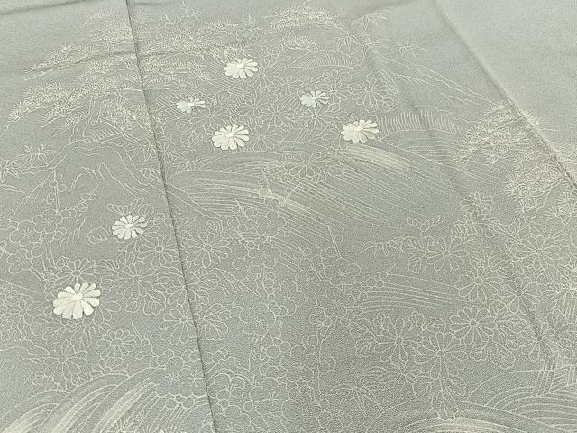 平和屋着物■訪問着 刺繍 風景立波花文 正絹 逸品 AABH7580oa