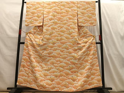 平和屋着物■上質な小紋 雲重ね草花文 暈し染め 正絹 逸品 AABH7584oa