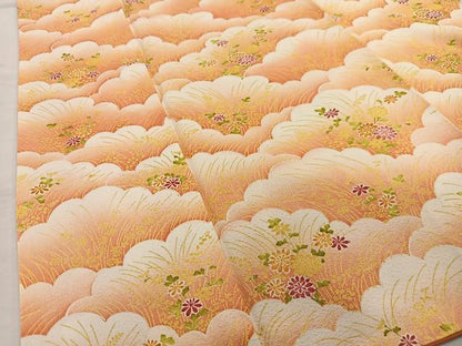 平和屋着物■上質な小紋 雲重ね草花文 暈し染め 正絹 逸品 AABH7584oa