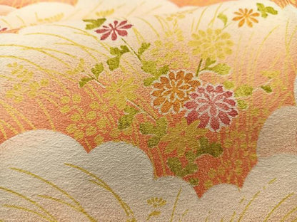 平和屋着物■上質な小紋 雲重ね草花文 暈し染め 正絹 逸品 AABH7584oa
