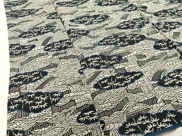 平和屋着物■上質な小紋 渡橋雲取り竹文 正絹 逸品 AABH7586oa