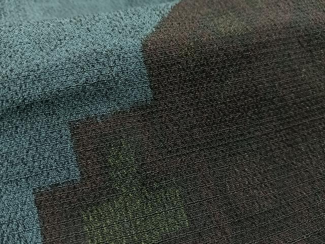 平和屋着物■お召 幾何学文様 正絹 逸品 AABH7589oa