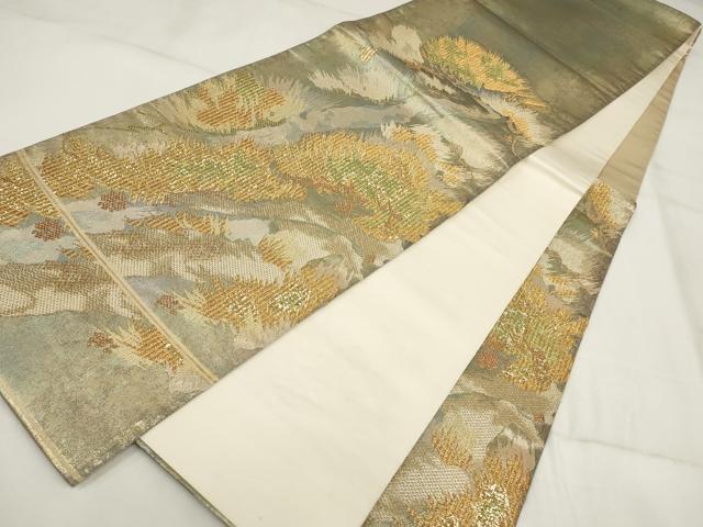 平和屋着物▼西陣　高島織物謹製　六通柄袋帯　松　金糸　正絹　逸品　AABH7642wj