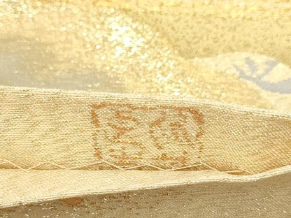 平和屋着物▼六通柄袋帯　立波松文　瑞琳松　金糸　正絹　逸品　AABH7646wj