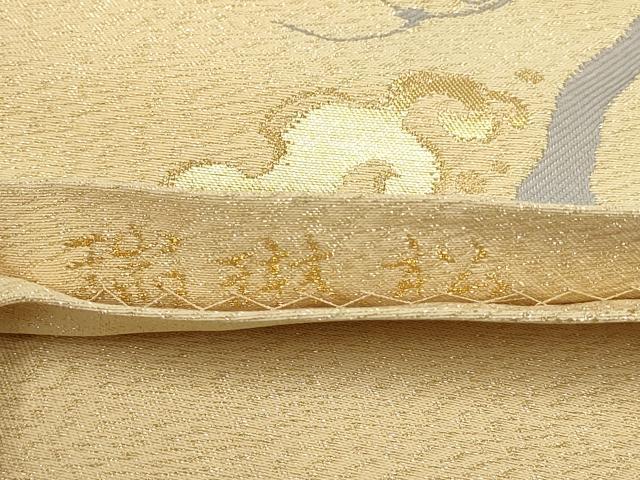 平和屋着物▼六通柄袋帯　立波松文　瑞琳松　金糸　正絹　逸品　AABH7646wj
