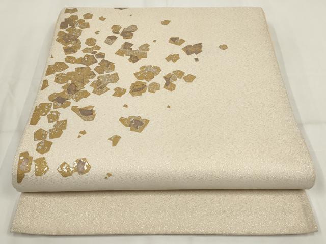 平和屋着物▼太鼓柄袋帯　箔散らし文様　金銀彩　正絹　逸品　AABH7711wj