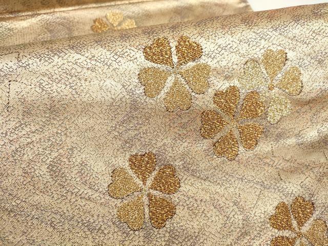 平和屋着物▼六通柄袋帯　流水花文　金糸　正絹　逸品　AABH7756wj
