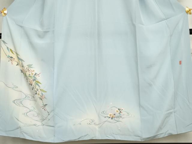 平和屋着物●本加賀友禅作家　笠瀬治夫　訪問着　流水枝花文　暈し染め　正絹　逸品　AABH7788cs