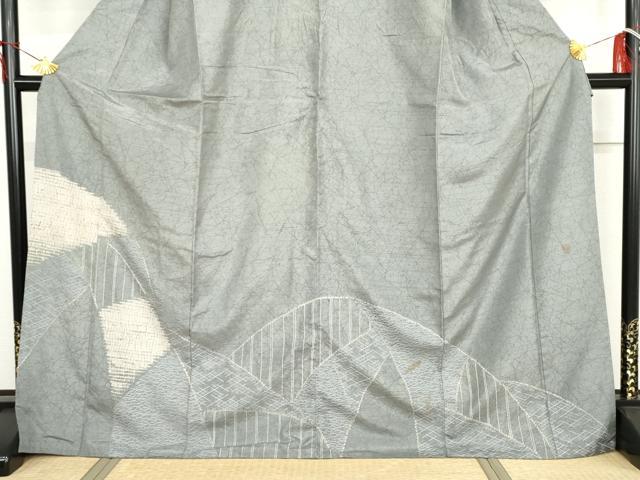 平和屋着物●本場大島紬　染大島　訪問着　杢目絞り　作家物　露芝文　正絹　逸品　AABH7789cs