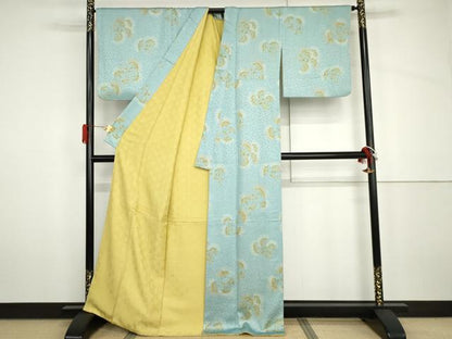 平和屋着物●上質な小紋　オンワード樫山　KUMIKYOKU　草花文　金彩　正絹　逸品　AABH7792cs