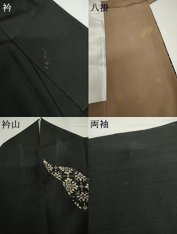平和屋着物●訪問着　花格子　黒地　金彩　正絹　逸品　AABH7795cs