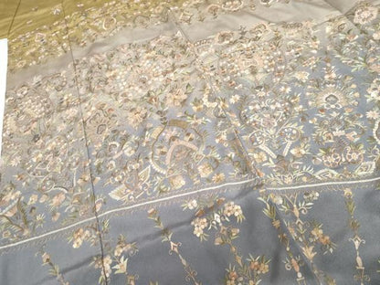平和屋着物●訪問着　総刺繍　更紗洋花文　暈し染め　金糸　正絹　逸品　未使用　AABH7797cs