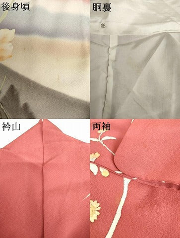 平和屋着物●手描友禅女流作家　一色生子　訪問着　手描き　風景枝花文　暈し染め　正絹　逸品　AABH7800cs