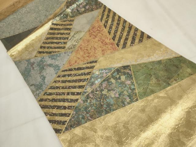 平和屋着物▼太鼓柄袋帯　螺鈿箔　切嵌文様　金銀彩　ますいわ屋扱い　正絹　逸品　AABH7818wj