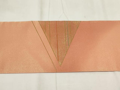 平和屋着物◎九寸名古屋帯 幾何学文様 金糸 正絹 逸品 AABH7892wj