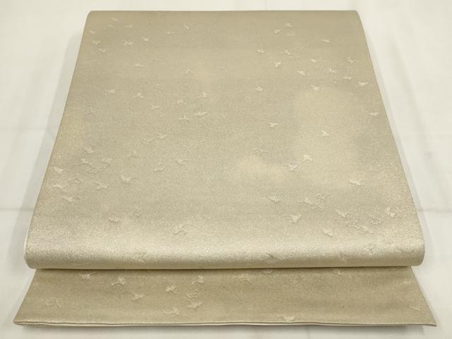 平和屋着物◎六通柄袋帯 葉 銀糸 正絹 逸品 AABH7898wj