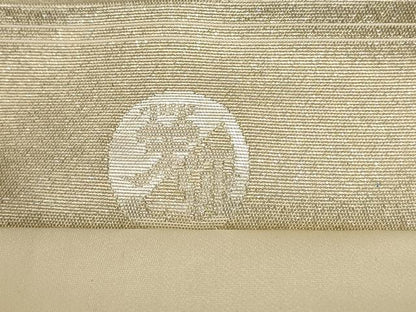 平和屋着物◎六通柄袋帯 葉 銀糸 正絹 逸品 AABH7898wj