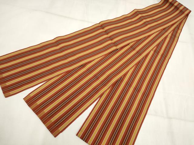 平和屋着物◎本場筑前博多織 半幅帯 間道 正絹 逸品 AABH7913wj