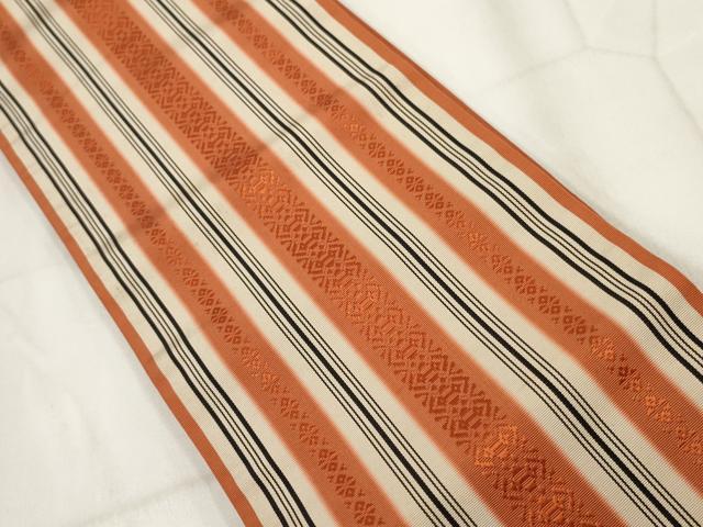 平和屋着物◎本場筑前博多織　半幅帯　献上　正絹　逸品　AABH7930wj