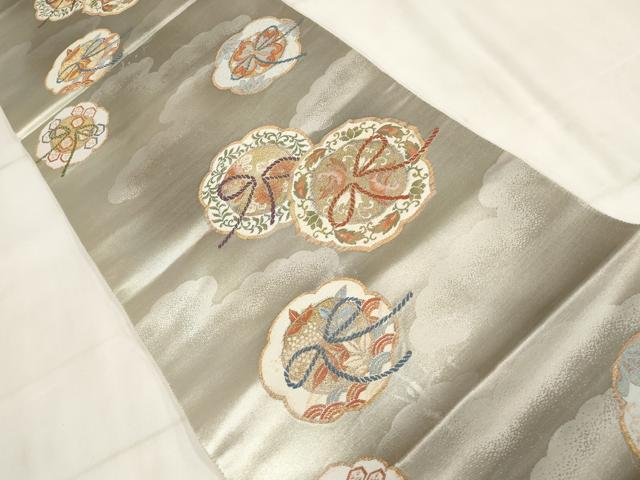 平和屋着物◎六通柄袋帯 鳳凰花丸文 金銀糸 正絹 逸品 AABH7934wj