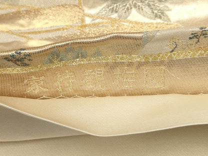 平和屋着物◎六通柄袋帯 家持観梅図 松竹梅 金銀糸 正絹 逸品 AABH7937wj