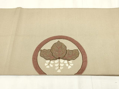 平和屋着物◎綴れ 八寸名古屋帯 刺繍 桐 金糸 正絹 逸品 AABH7953wj