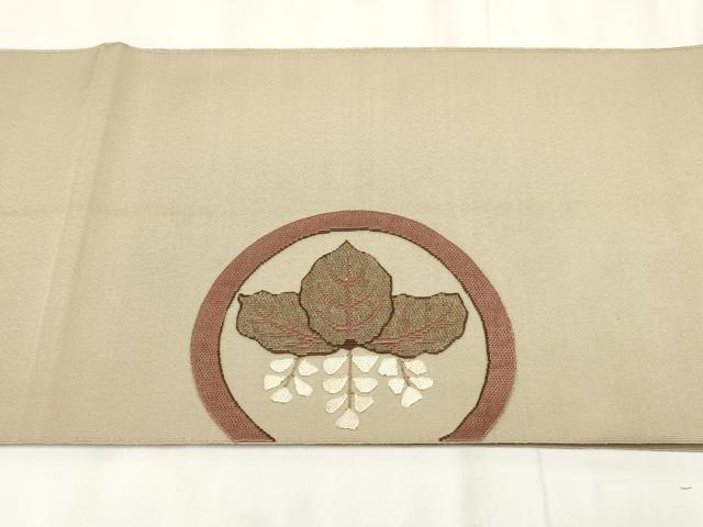 平和屋着物◎綴れ 八寸名古屋帯 刺繍 桐 金糸 正絹 逸品 AABH7953wj