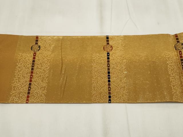 平和屋着物◎西陣 長谷川織物 九寸名古屋帯 更紗間道 金糸 正絹 逸品 AABH7975wj