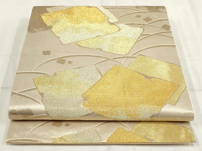 平和屋着物◎六通柄袋帯 箔散らし文様 金糸 正絹 逸品 AABH8004wj