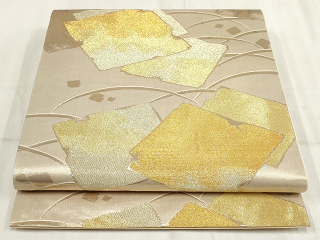 平和屋着物◎六通柄袋帯 箔散らし文様 金糸 正絹 逸品 AABH8004wj