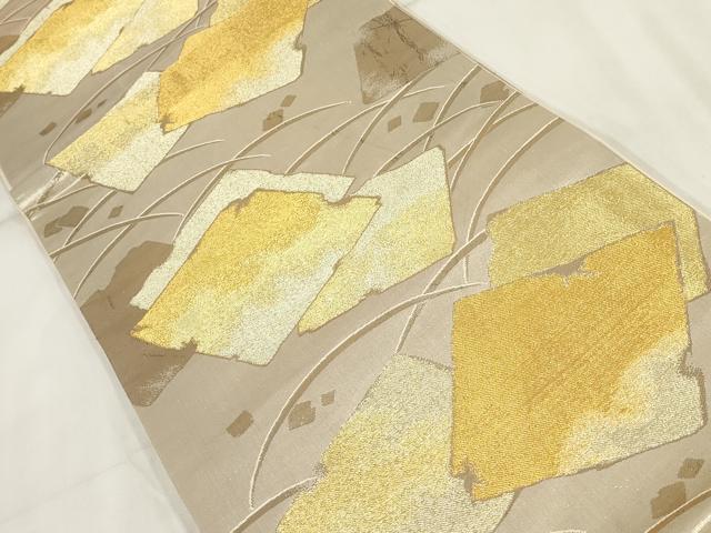 平和屋着物◎六通柄袋帯 箔散らし文様 金糸 正絹 逸品 AABH8004wj