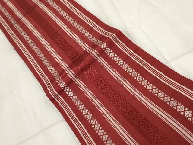 平和屋着物◎本場筑前博多織 半幅帯 献上 証紙付き 正絹 逸品 AABH8027wj