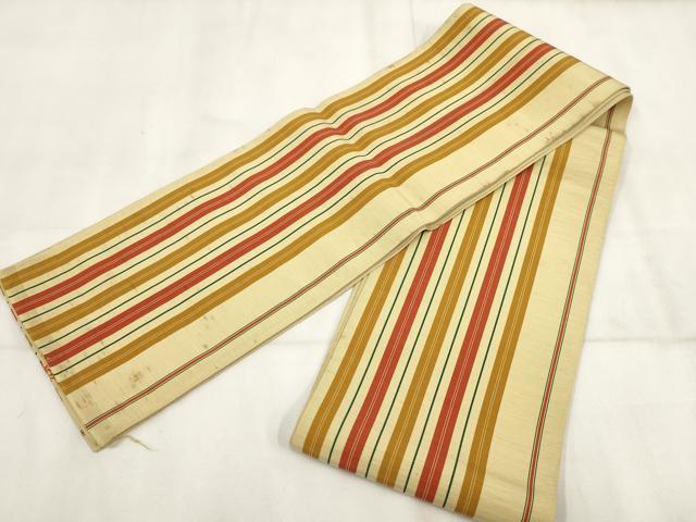 平和屋着物◎本場筑前博多織 半幅帯 間道 正絹 逸品 AABH8040wj